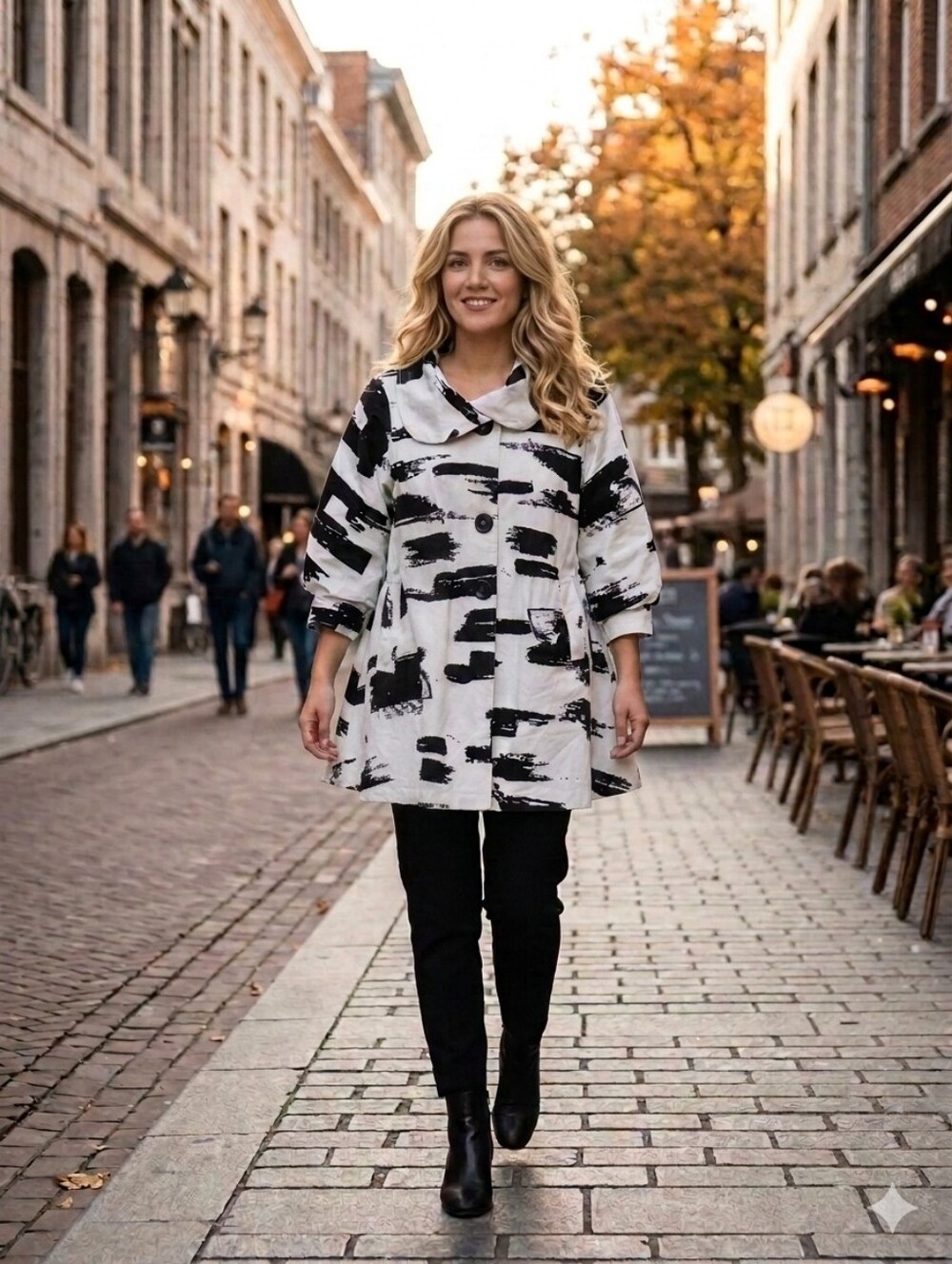 HAZEL [Anthropologie] Brush Stroke Cotton Modern Coat | S